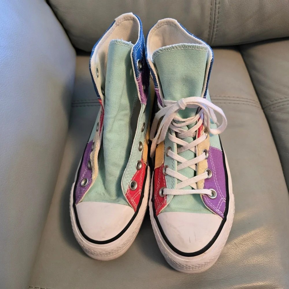 Converse Chuck Taylor All Star Lift Hi‎ Colorblock Patchwork Sneakers A02025C 6